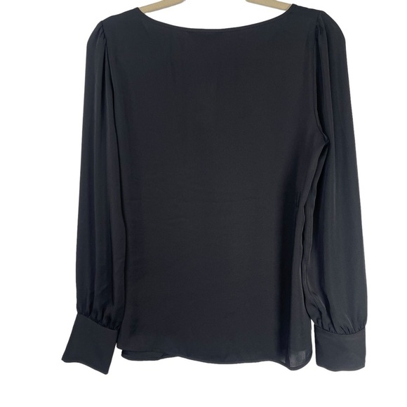 Express Womens Black Sheer Blouse Size Med Long Sleeve Round Neck Career NWT - Picture 9 of 14